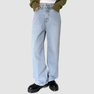 Baggy straight light blue denim pants